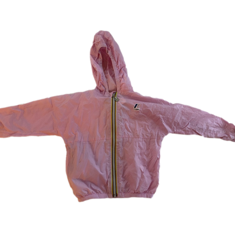 K-WAY CLAUDE - KIDS PACKABLE FULL ZIP RAIN JACKET IN PINK 24 MO